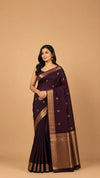 Wine Kanjivaram Silk Saree | Copper Zari Small Butti Wedding Wear