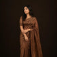 Dark Coffee Tissue Silk Saree | DuskyDrapes Pure Tissue | Luxury Brown Metallic Wedding Saree