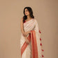 Ivory Tissue Silk Saree | White & Red Wedding Saree | Gold Polka Dot Tissue Saree | Designer Tissue Silk for Bridesmaids | Party Wear Tissue Saree