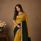 Yellow Green Mysore Silk Saree | Bottle Green Border | Pure Mysore Silk Wedding Saree