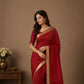 Maroon Mysore Silk Saree | Pure Silk Contrast Border Saree | Minimalist Wedding Wear