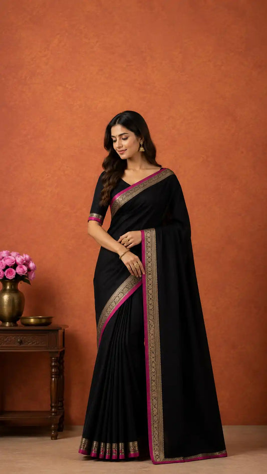 Authentic Mysore Silk Saree | Dull Gold Zari Border