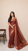 Dolla Modal Silk Saree | Red Banarasi Modal Silk | Soft Silk Saree with Heavy Zari Border | Wedding & Party Wear Saree