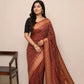 Dolla Modal Silk Saree | Red Banarasi Modal Silk | Soft Silk Saree with Heavy Zari Border | Wedding & Party Wear Saree