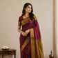 Nayanthara Inspired Handloom Khadi Sarees in Maroon