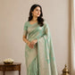 Green Banarasi Semi Silk Saree | Gold Zari Wedding Wear for Women
