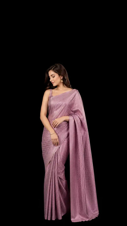 Lavender Brocade Woven Silk Banarasi Saree for Women