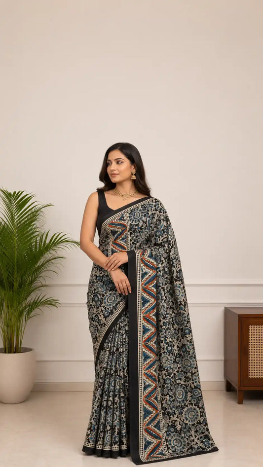 Kalamkari Mul Cotton Saree