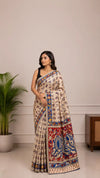 Kalamkari Cotton Saree in Beige
