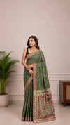 Kalamkari Cotton Saree in Green