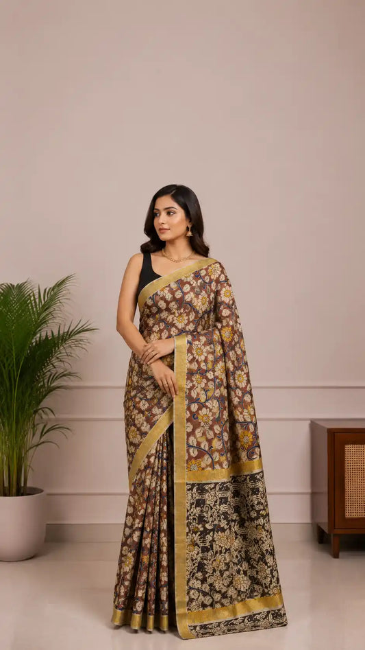 Handblock Kalamkari Nellore Silk