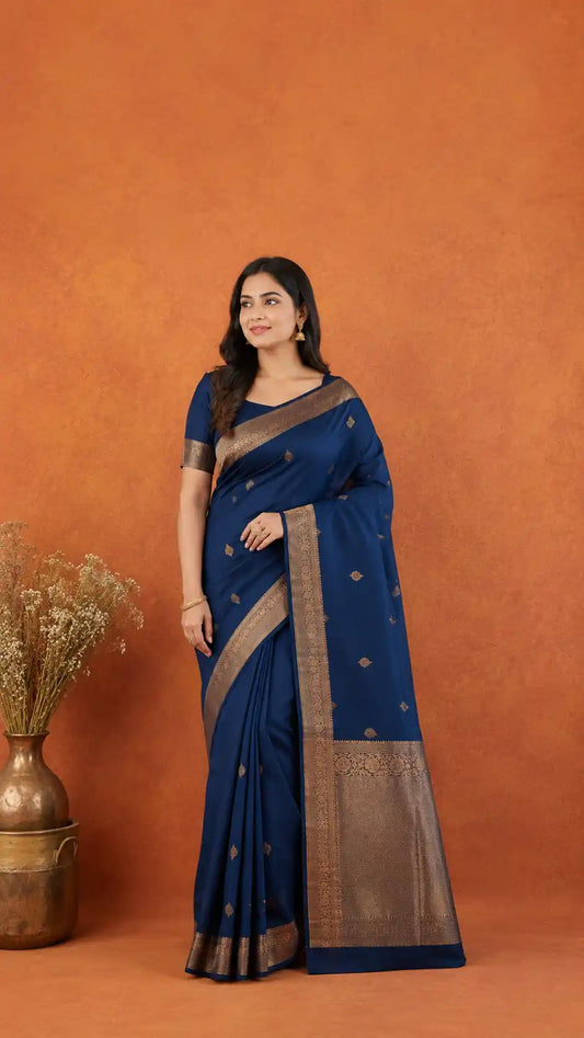 Kanjivaram Semi-Silk Saree | All-Over Zari Butis | Wedding & Festive Wear