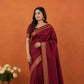 Plain Maroon Semi-Silk Kanjivaram Saree | Contrast Beige Blouse