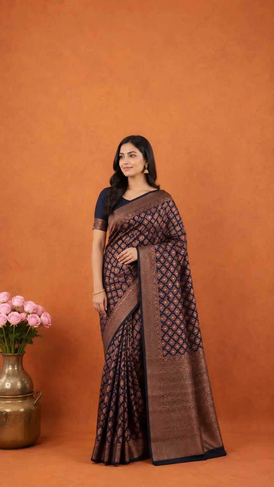 Brocade Kanjivaram Semi Silk Saree | Rich Gold Zari Work | Wedding & Party Wear