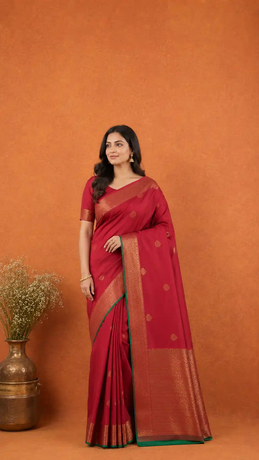 Kanjivaram Silk Saree | Contrast Border & Pallu |Wedding Wear