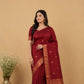 Maroon Kanjivaram Saree | Semi-Silk Wedding Saree with Gold Butis | Traditional South Indian Silk Saree