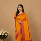 Yellow and Red Kanjivaram Saree | Semi Silk Wedding Saree | Traditional South Indian Silk Saree