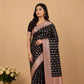 Black & Pink Kanjivaram Semi-Silk Saree | Silver Zari Butti Work