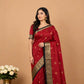 Maroon Kanjivaram Semi-Silk Saree | Black Border & Gold Butti Work