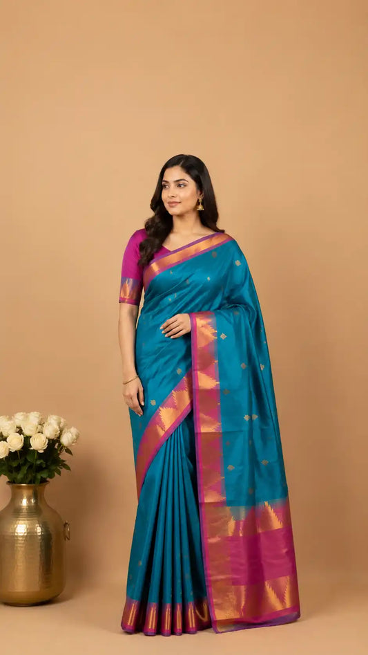 Kanjivaram Semi-Silk Saree | All-Over Zari Butis | Wedding And Festive Wear