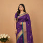 Purple Kanjivaram Semi Silk Saree  | All Over Zari Butis | Wedding & Festive Wear