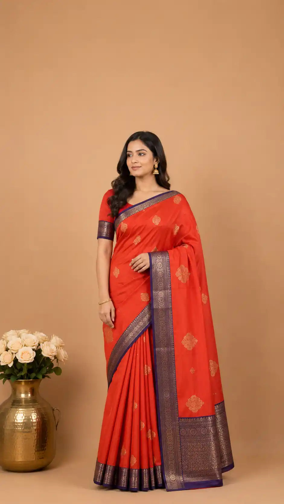 Kanjivaram Semi Silk Saree | Pure Zari Work | Wedding & Bridal Festive Wear