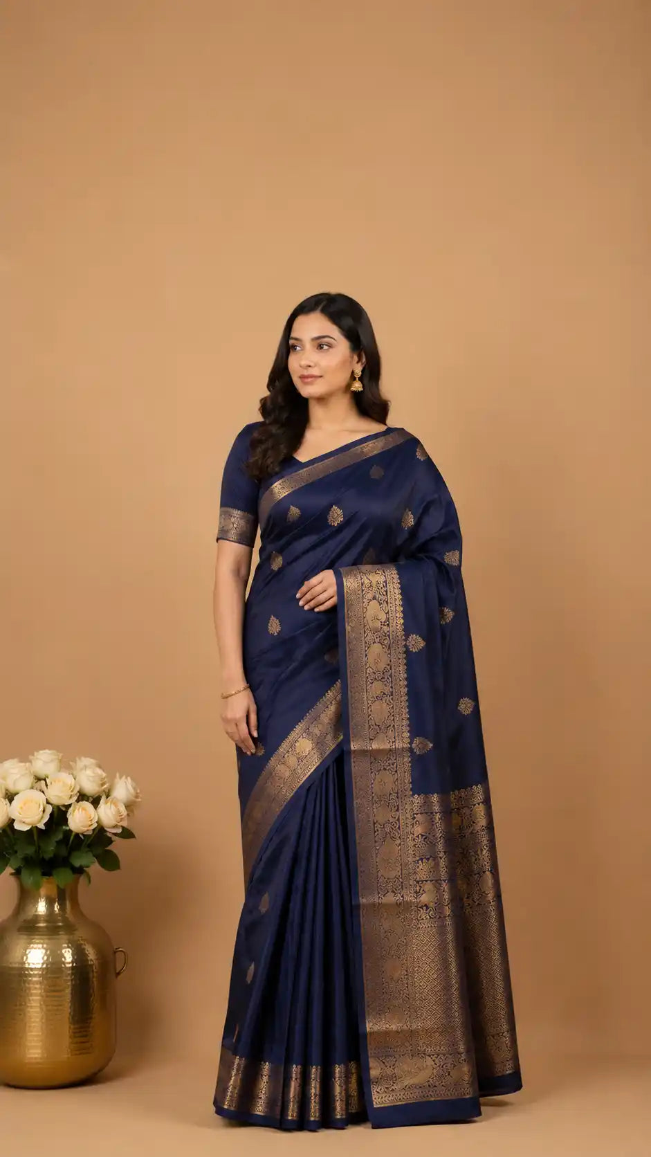 Royal Blue Kanjivaram Semi Silk Saree |Silk Traditional Saree