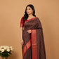 Brocade Kanjivaram Semi-Silk Saree | Contrast Border | Wedding & Party Wear