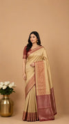 Gold Tissue Kanjivaram Saree | Semi-Silk Brocade Saree | Metallic Gold Wedding Saree | Kanjivaram Tissue Silk for Brides