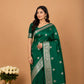 Kanjivaram Semi-Silk Saree With Silver Zari Butis Wedding and Festive Wear