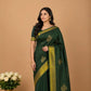 Plain Green Semi-Silk Kanjivaram Saree