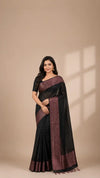 Handcrafted Cotton Silk Saree | Rose Pink Pallu & Zari Work