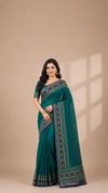 Soft Chanderi Cotton Silk Saree | Hand-Block Print & Zari Work
