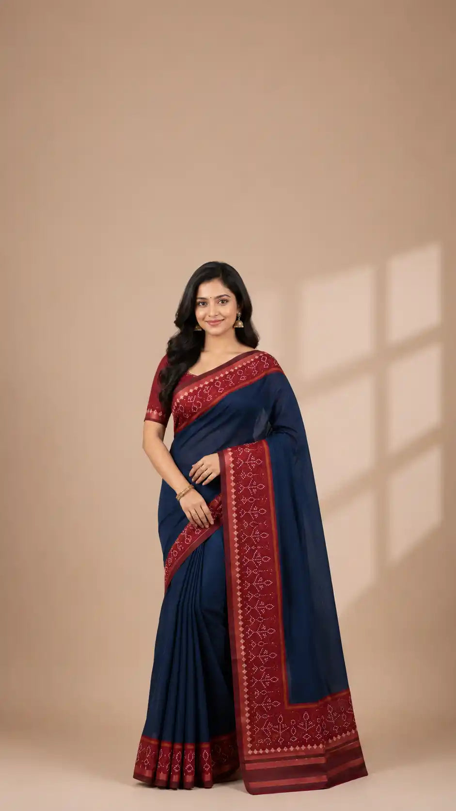 Handcrafted Chanderi Cotton Saree | Ethnic Block Print & Zari Work