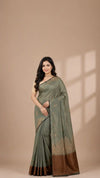 Green Cotton Silk Saree | Self Design Thread Work Saree | Forest Green Embroidered Saree | Traditional Cotton Silk for Party Wear