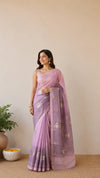 Exclusive silk linen with Banarasi Jamdani weaving