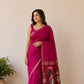 Exclusive silk linen hand jamdani weaving with paithani pallu