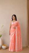 Soft Linen Saree in Peach