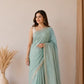 Cotton Linen Silk Saree | Sequence Work & Zari Border | Festive Wear