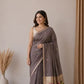 Exclusive tissue silk linen hand jamdani weaving with paithani pallu