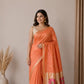 Exclusive tissue silk linen hand jamdani weaving with paithani pallu