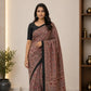Ajrakh Block Printed Modal Silk Saree in Rust