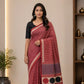Ajrakh Block Printed Modal Silk Saree in Red