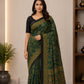 Green Ajrakh Block Printed Modal Silk Saree