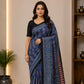 Blue Ajrak Modal Silk Saree for Women | Hand Block Printed Silk Ajrak Modal Silk Saree