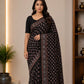 Black Silk Ajrak Modal Silk Saree | Traditional Ajrak Block Printed Saree for Women