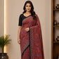 Pure Red Modal Silk Saree | Hand-Block Ajrak Print | Traditional Ethnic Wear
