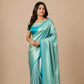 Turquoise Pure Katan Silk Banarasi Handloom Saree - Tanchui Brocade