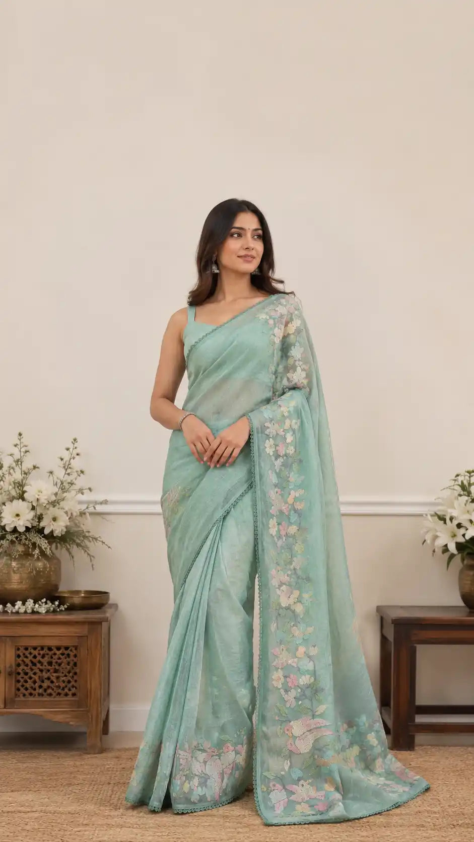 Designer Party Wear Saree in glass tissue-Barbicore collection