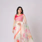 Floral Organza Saree | Pink Printed Ready to Wear Saree | Lightweight Organza with Contrast Border | Designer Floral Symphony Saree